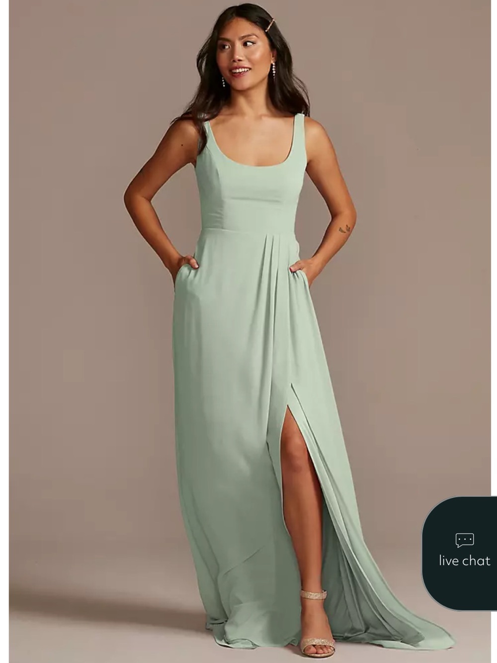 David's Bridal Dusty Sage Bridesmaids Dress